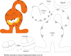 Molde de Garfield Porta Maçaneta para EVA - Feltro e Artesanato2