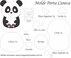Molde Porta Caneca Panda - Molde para EVA - Feltro e Artesanato