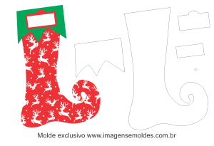 Molde Natal - Bota Duende - Moldes de EVA - Feltro e Artesanato, Weihnachtsform, molde de navidad, christmas mold