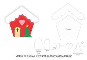 Molde Natal - Casinha - Moldes de EVA - Feltro e Artesanato, molde de navidad, christmas mold, Weihnachtsform