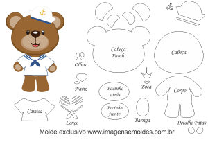 Molde de Marinheiro - Urso Marinheiro - para EVA, Feltro e Artesanato