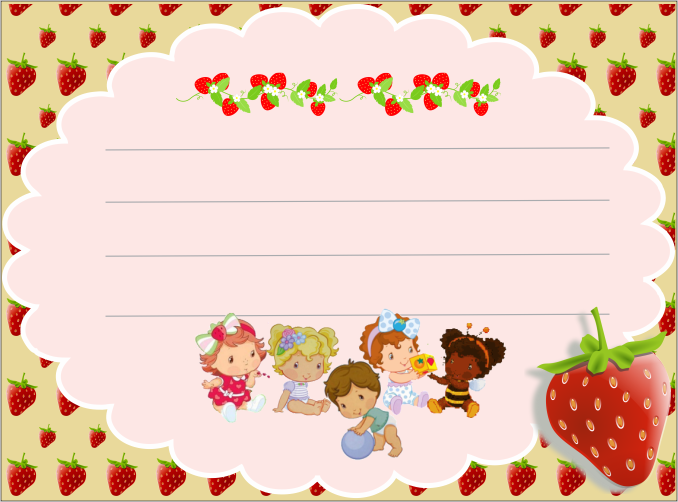 Grátis Etiquetas escolares para Imprimir 14, Erdbeerschulaufkleber, etiqueta engomada de la escuela de fresa, strawberry school sticker