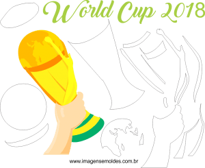 Molde de Copa do Mundo 1 para Feltro, Eva e Artesanato