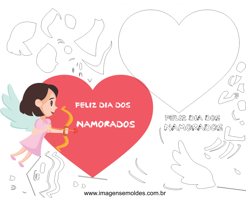 Molde Dia dos Namorados para Eva, Feltro e Artesanato, Valentinstag Vorlage, plantilla de san valentín, valentine's day template