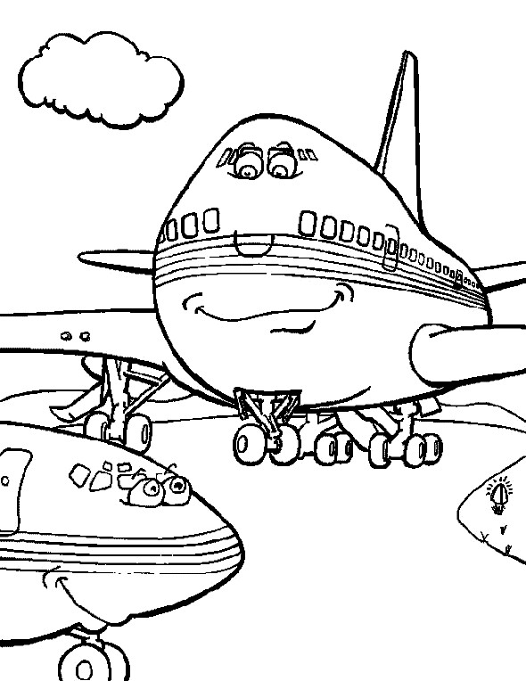 Desenho de Aviões amigos para colorir