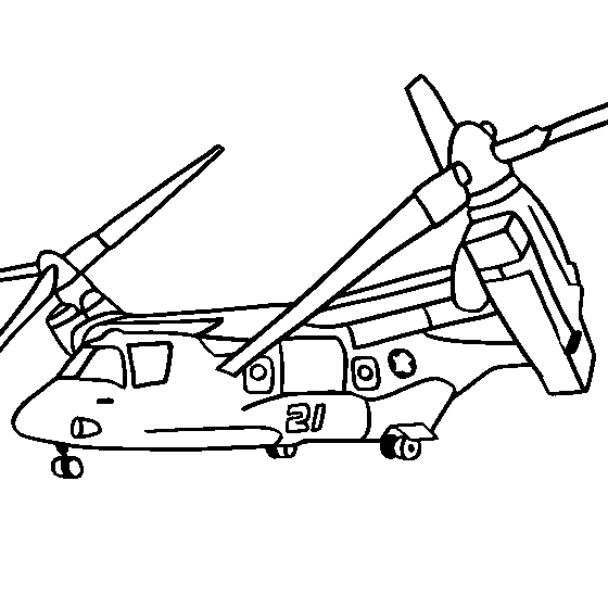 Desenho de Helicóptero militar para colorir