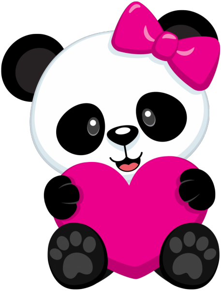 Amor Panda PNG - Imagem PANDA png segurando um coração rosa