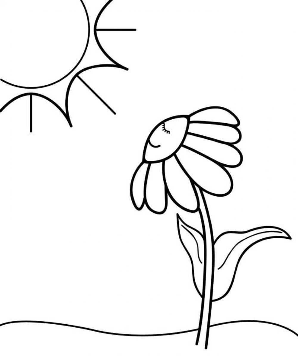 Desenho para colorir de Girassol e sol 