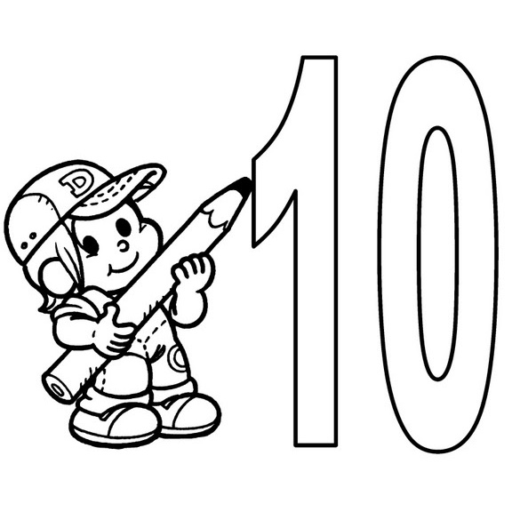 Desenho para colorir de Número 10 Turma da Monica