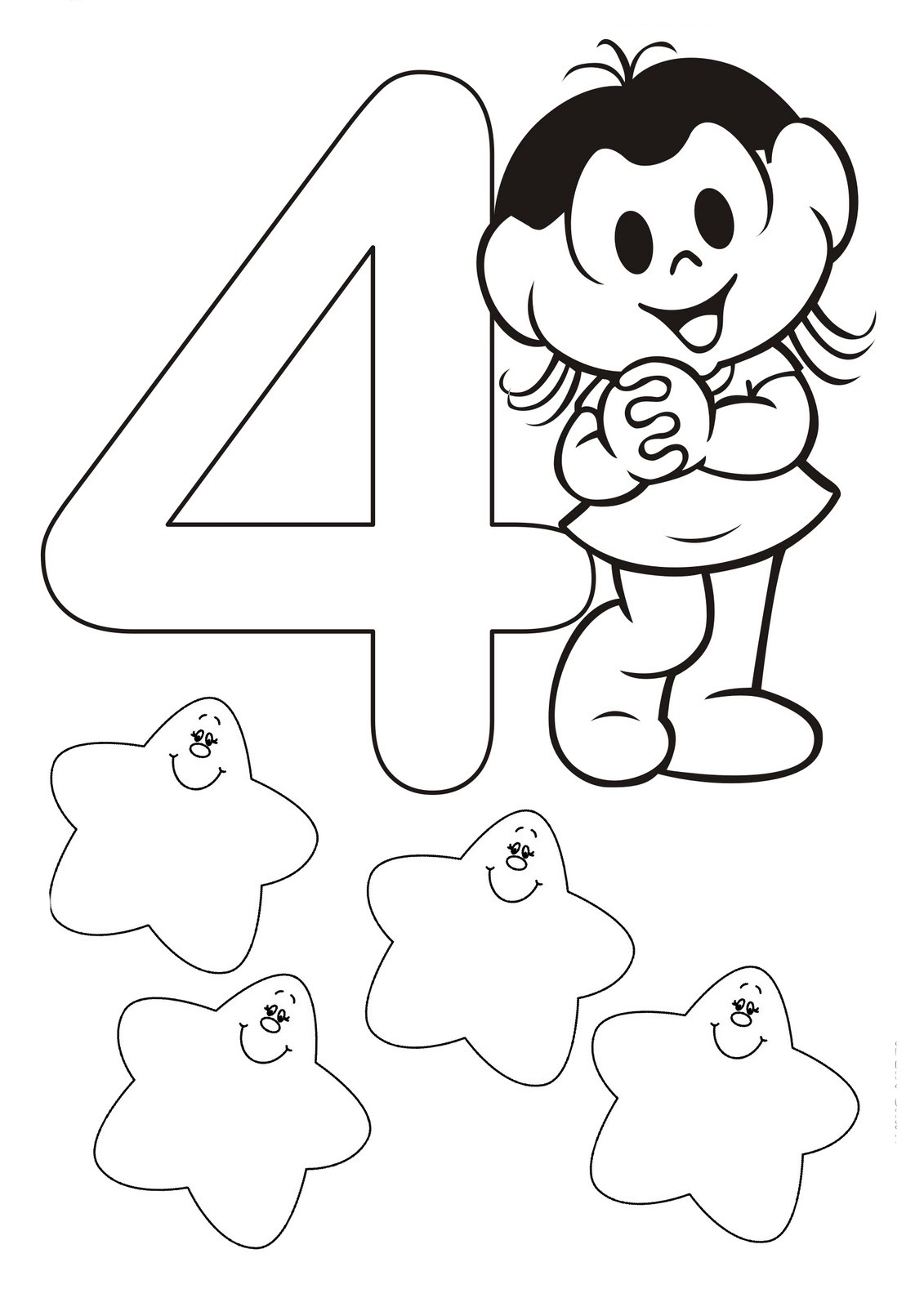 Desenho para colorir de Número 4 Turma da Monica