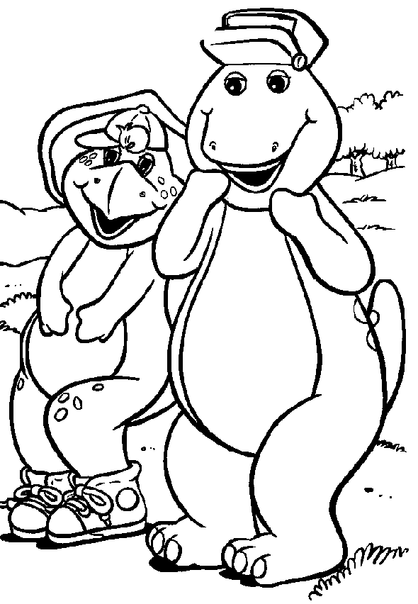 Desenho para colorir de Amigos Barney e Baby Bop