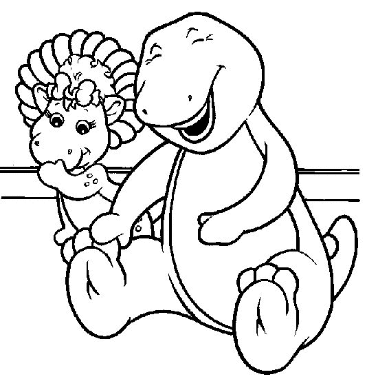 Desenho para colorir e imprimir de Barney e Baby Bop