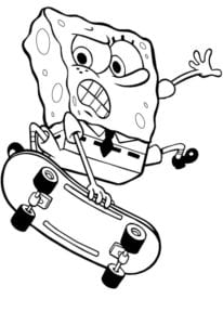 Desenho para colorir de Bob Esponja andando de skate