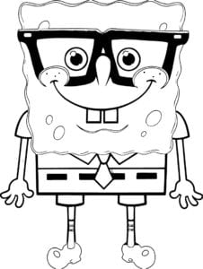 Desenho para colorir de Bob Esponja com óculos