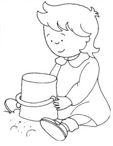 Desenho para colorir e imprimir de Rosie fazendo castelo de areia