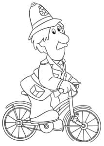 Desenho para colorir de Carteiro Paulo andando de bicicleta