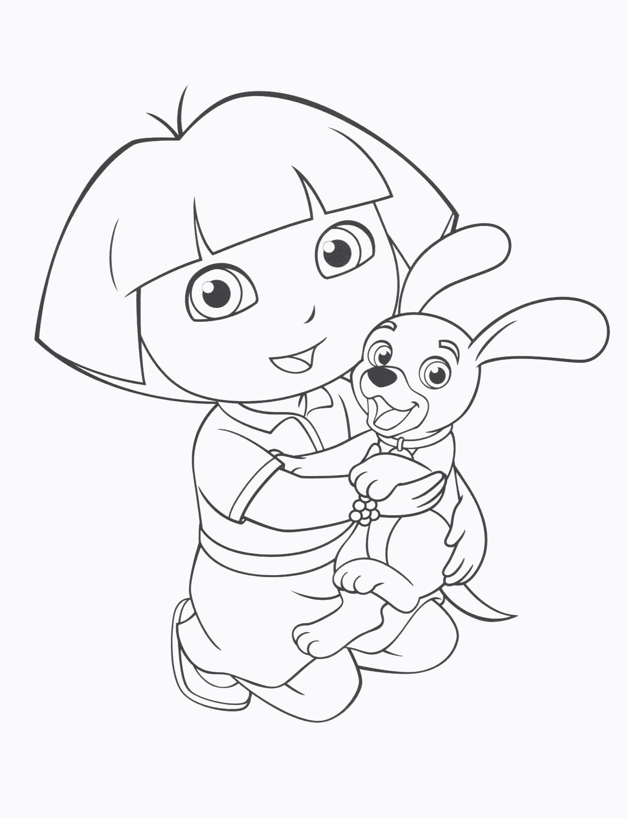 Desenho para colorir de Dora e o cãozinho Puppy