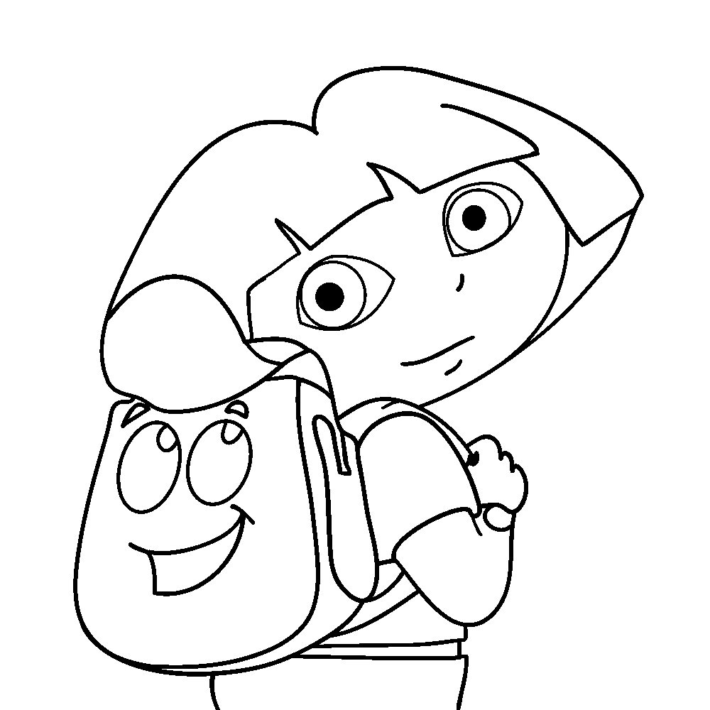 Desenho para colorir de Dora e sua querida mochila