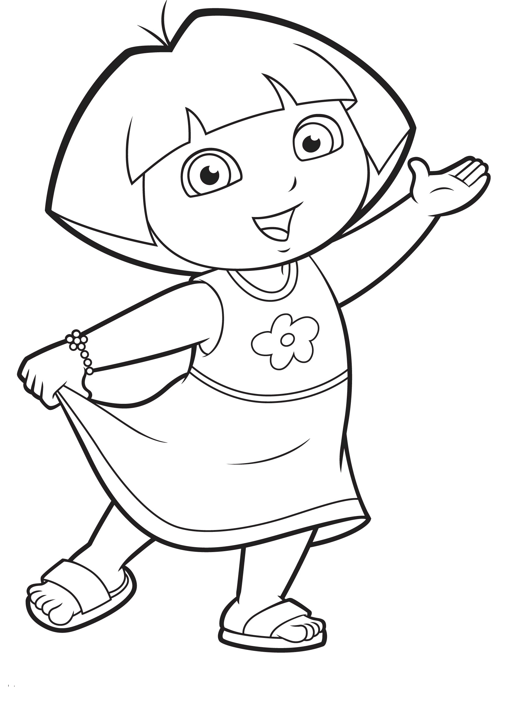 Desenho para colorir de Dora e vestido de verão