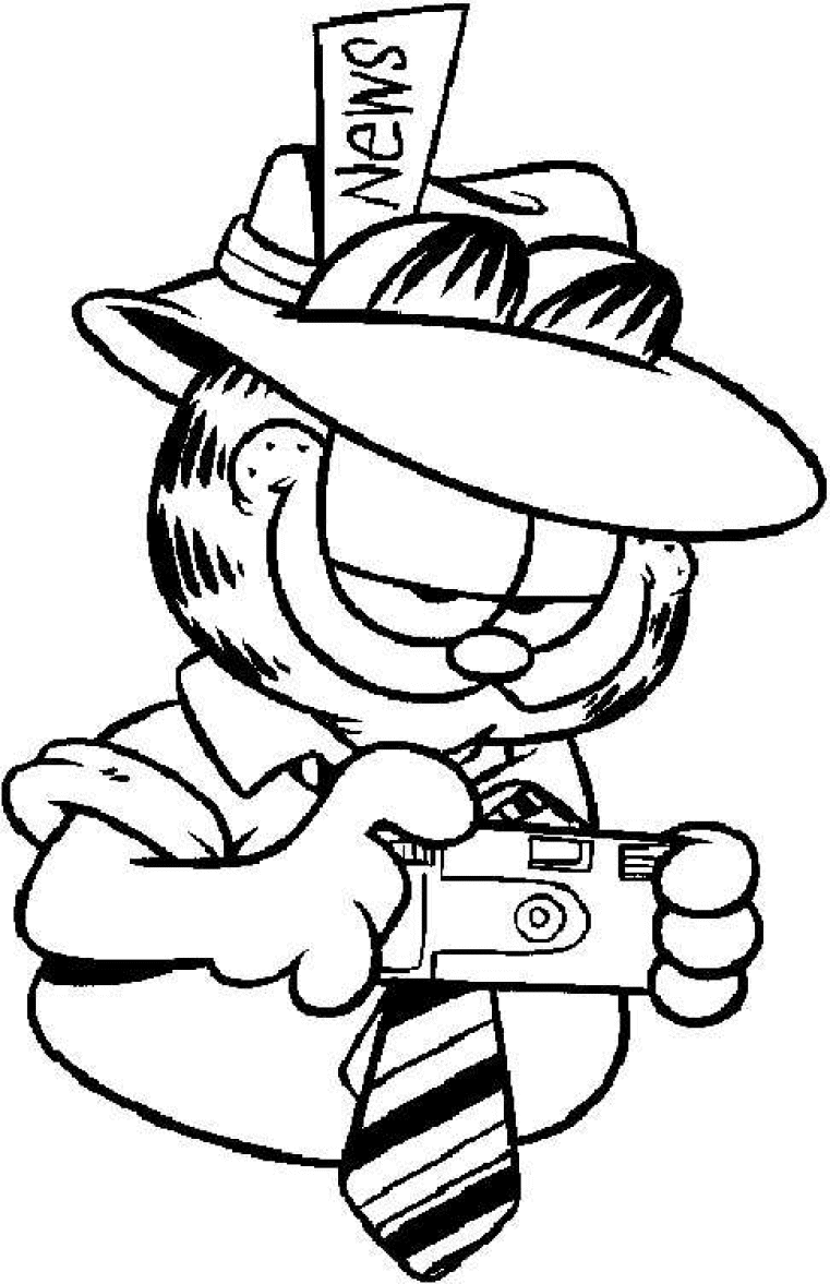 Desenho de Garfield fotógrafo para colorir e imprimir