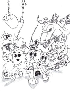 Desenho para colorir e imprimir de Personagens de Gumball