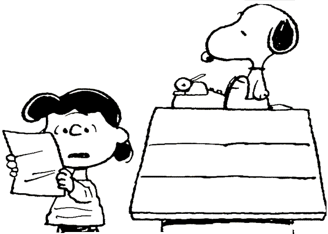 Desenho de Lucy e Snoopy para colorir e imprimir