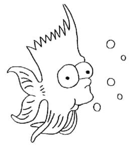 Desenho de Peixe do Bart Simpson para colorir