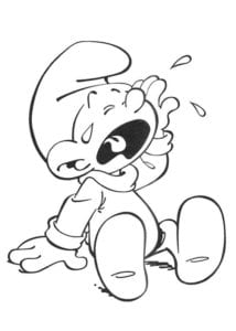 Desenho de Smurf chorando - para colorir e imprimir