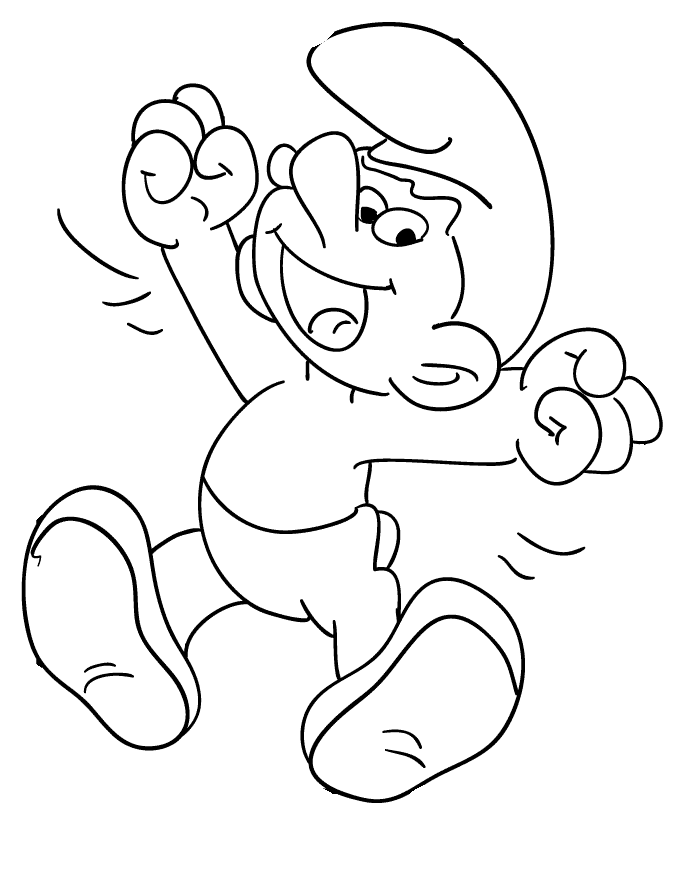 Desenho de Smurf feliz para colorir e imprimir