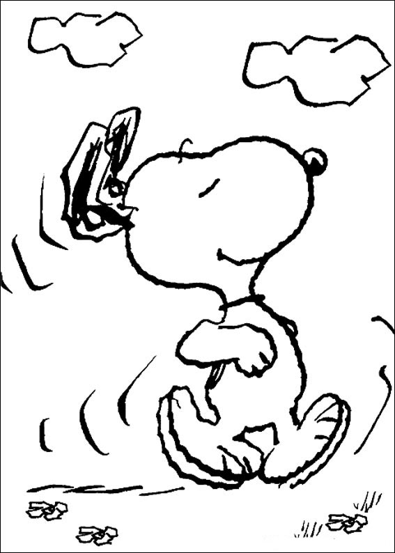 Desenho de Snoopy correndo para colorir e imprimir