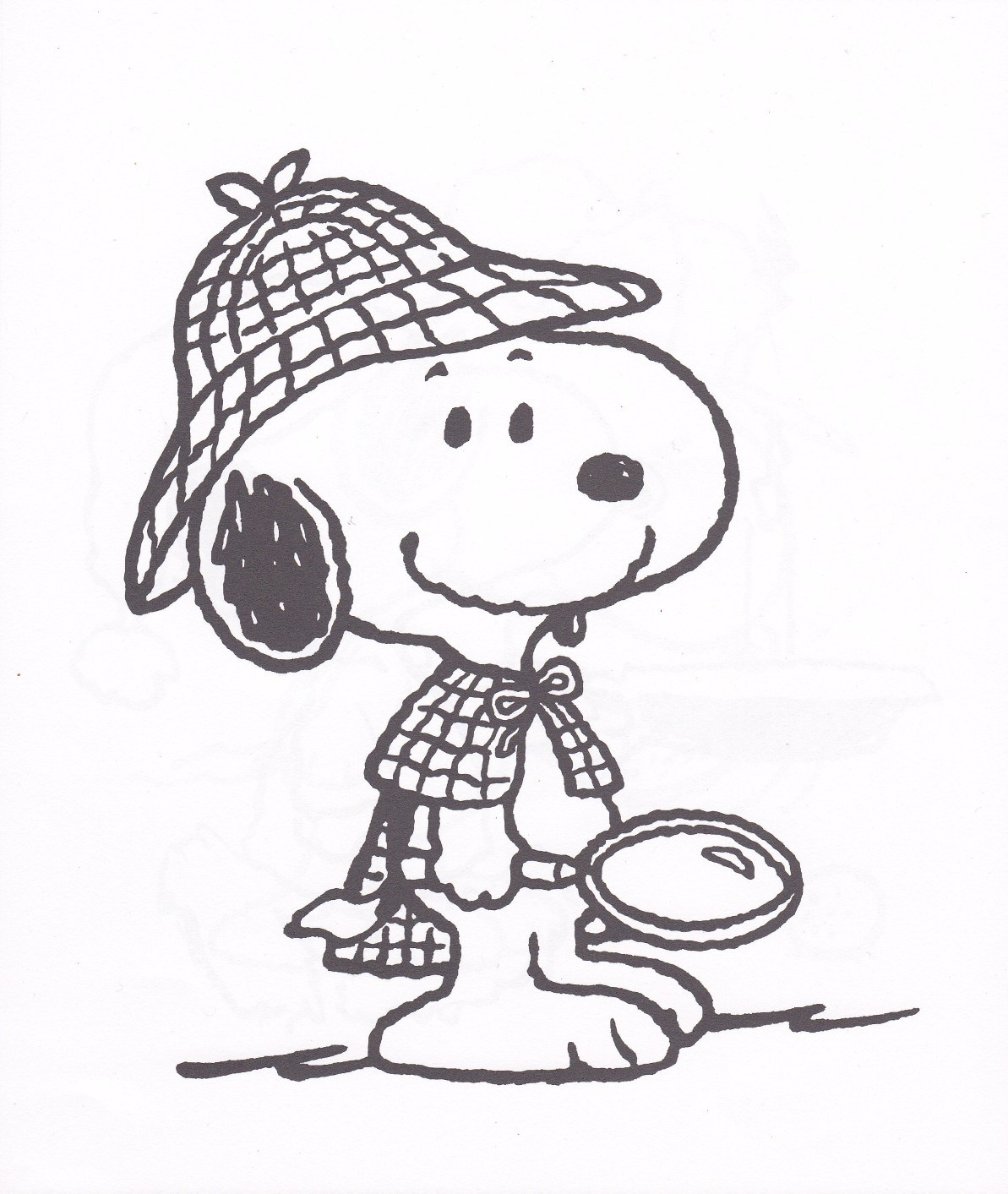 Desenho de Snoopy detetive para colorir e imprimir