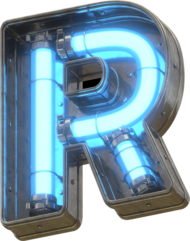 Letras 3D Azul R PNG com fundo transparente grátis