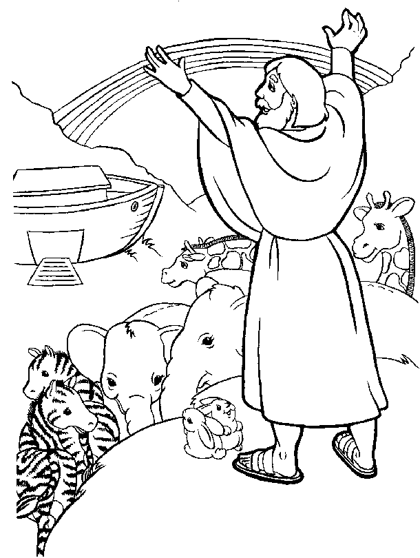 Desenhos Bíblicos para Colorir A arca de Noé – Noé e os animais saem da arca