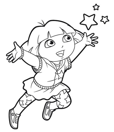 Desenho de Dora feliz para colorir e imprimir