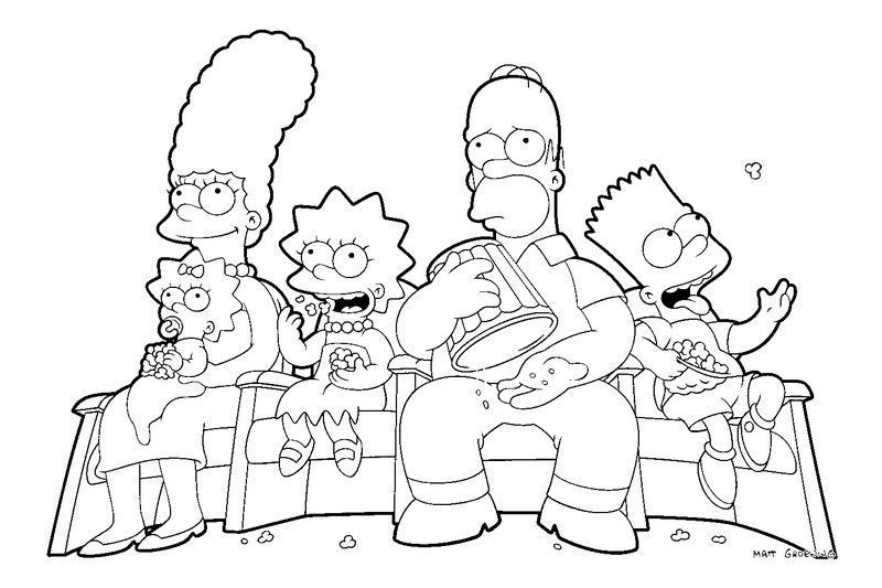 Simpsons no Sofá Desenhos para Colorir e Pintar