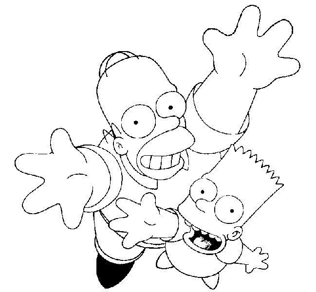 Desenhos para Colorir e Imprimir Homer e Bart Simpson